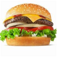 The Frank White · 6 oz dry aged blend smashburger, white cheddar cheese, Bourbon bacon jam, lettuce, tomato an...