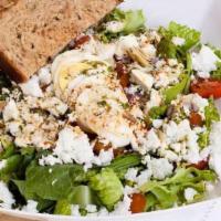 Picasso Salad · bulgarian feta, hard boiled egg, cherry tomato, onion and seed/nut mix