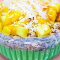 Sweet Palm Green Bowl · Our delicious Super Green Blend topped with gluten free granola, mango, pineapple, coconut f...