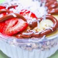 Coco Sweet Coconut Bowl · Our Famous Coconut Base topped with gluten free granola, banana, strawberry, coconut flakes,...
