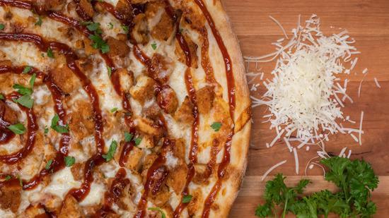 Bbq Chicken Pizza Combo (Includes Your Choice Of 12 Garlic Knots, Garden Salad Or 12 Zeppoles) · BBQ sauce, chicken cutlet and mozzarella.