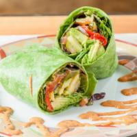 Super Veggie Wrap · 2 eggs, mushrooms, spinach, pepper, and onions.