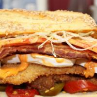 Cold Sandwich #4 · Chicken Cutlet, Mozzarella, Bacon, Lettuce, Tomato, Cherry Peppers, Chipotle Mayo