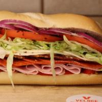 Cold Sandwich #13 · Ham, Pepperoni, Hot Capocollo, Provolone, Cherry Peppers, Lettuce, Tomato, Red Onion, Olive ...