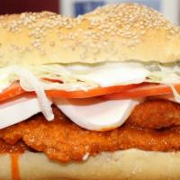 Cold Sandwich #5 · Buffalo Chicken Cutlet, Mozzarella, Lettuce, Tomato, Onion, Ranch/Blue Cheese
