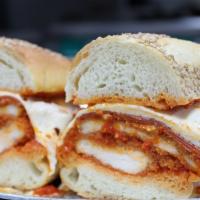 Spicy Chicken Parmesan · Chicken cutlet, homemade marinara sauce, pepperoni, freshly grated cheese, melted mozzarella...