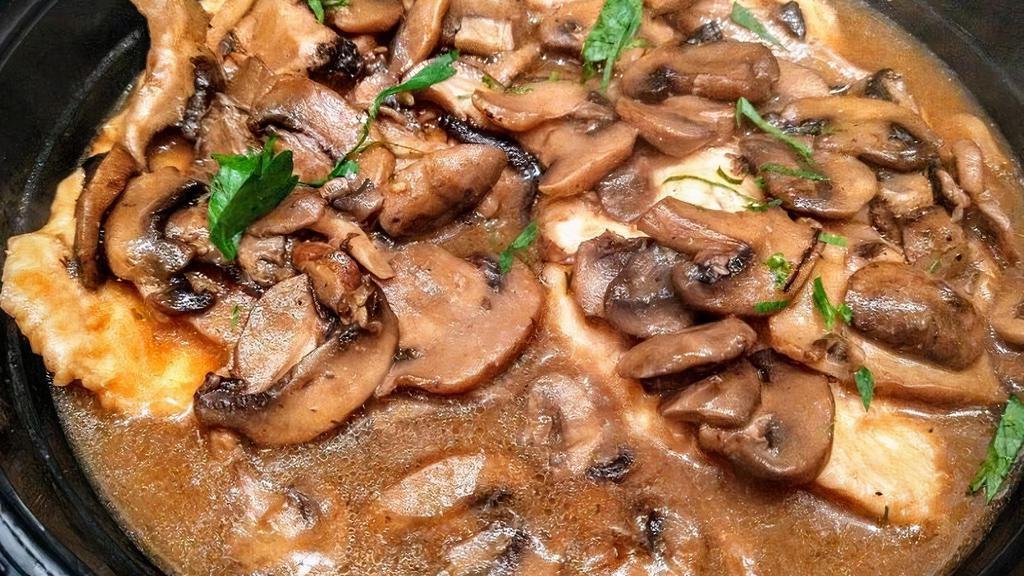 Chicken Marsala · sauted chicken , mixed mushroom , in a marsala wine brown sauce reduction