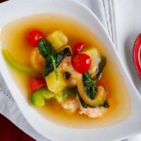 Tom Yam Shrimp Soup · Spicy. Hot and spicy.