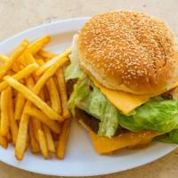 Picada De Hamburguesa Hawaiana / Hawaiian Burger Platter · All beef burger, pineapple sauce, cheese, lettuce, tomato, pink sauce and crushed potato chi...