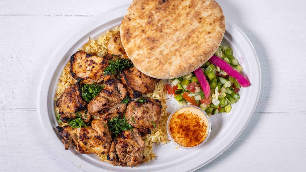 Chicken Kebab Platter · Grilled Marinated Chicken Cubes served with Rice & Salad