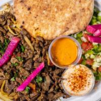 Shawarma Beef & Lamb Platter · Served with Rice & Salad