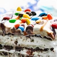 Square Ice Cream Celebration Cakes · Layers of freshly made premium vanilla and chocolate ice cream, separated by a layer of our ...