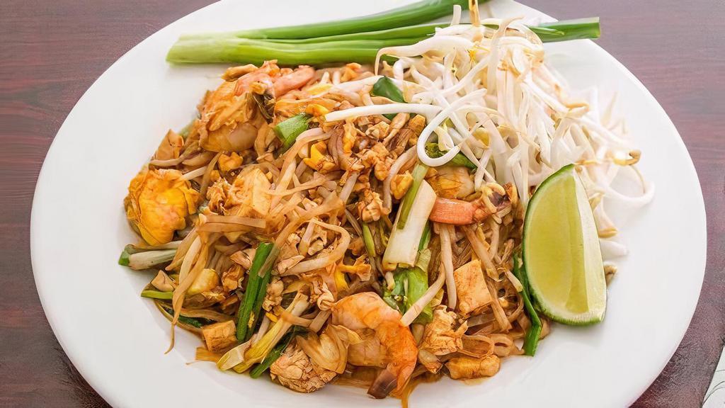Pad Thai Noodles · Thai Style Sautéed Rice Noodle with Bean Sprout, Egg, Peanut.
