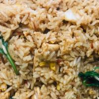Basil Fried Rice · Stir-fried Thai jasmine rice with eggs, basil, seasonal mixed vegetable in a light brown sau...