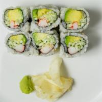 California Roll · Crabmeat, avocado and cucumber with tobiko.
