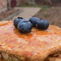 Multi-Grain Pancakes · With breakfast meat and Syrup
