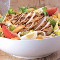 Grilled Chicken Salad · Served over lettuce, tomatoes, onions, cucumbers, and green peppers.