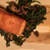 Alaskan King Salmon
 · Wild mushrooms, spinach, and parsnip puree.