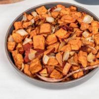 Large Sweet Potato Hash, V Gf · roasted sweet potato, caramelized onion V GF (serves 4-5)