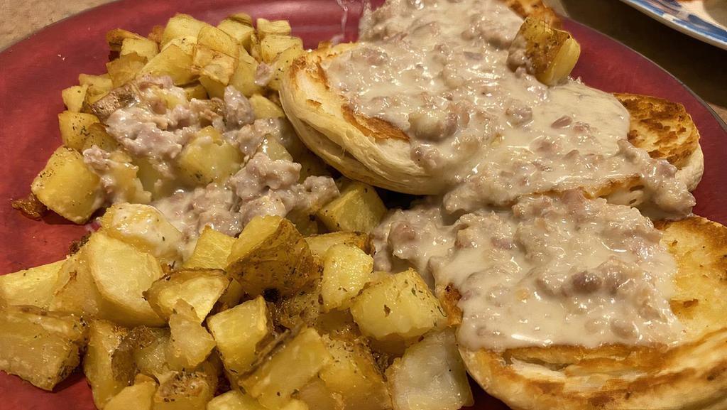 Sausage Gravy · Finely chopped or ground meat often mixed with seasoning. thick savory stock made from meat juice or stock.