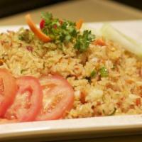 Mizu Fried Rice · With egg, carrot, onion, tomato, cucumber and mild spicy