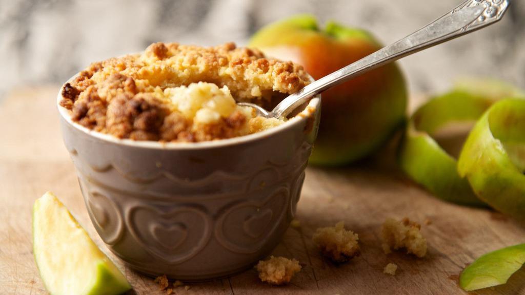 Apple Cobbler · Cinnamon apples with crumbly butter crust.