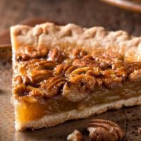 Pecan Pie · Sweetened pecans in buttery crust.