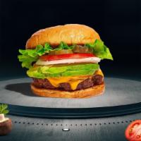 Avo Avenue Vegan Burger · Seasoned Beyond Meat patty perfectly cooked, topped with avocado & your choice of vegan ched...