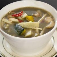 Bamboo Shoot Soup · With Cha-om, pumpkins, mushrooms, and zucchini.