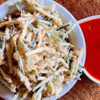 Fried Zucchini Matchsticks · with pecorino
