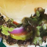 Impossible Burger · Impossible Burger, Lettuce, Tomatoes, . Red Onions, Pickles, Bun or Lettuce Bed