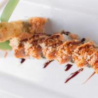 American Dream Roll · Shrimp Tempura, Avocado Topped W/ Spicy Crunchy Kani & Masago.
