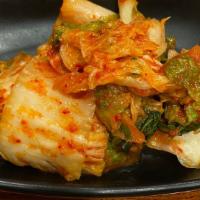 Kimchi · Spicy pickled Korean cabbage.