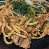 Yaki Udon · Favorite. Spicy. Pan-fried udon with pork and veggies.