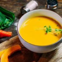Pureed Vegetable Soup · Leek, onion, carrot, tarragon, olive oil, salt, and kombu broth.