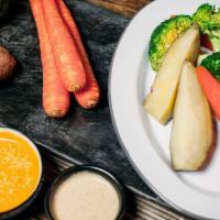 Steamed Vegetables · Popular. Japanese sweet potato, carrot, and broccolini.