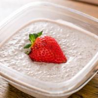 Strawberry Chia Bowl · Chia, cashews, maple syrup, vanilla, himalaya salt, strawberry, and coconut oil.