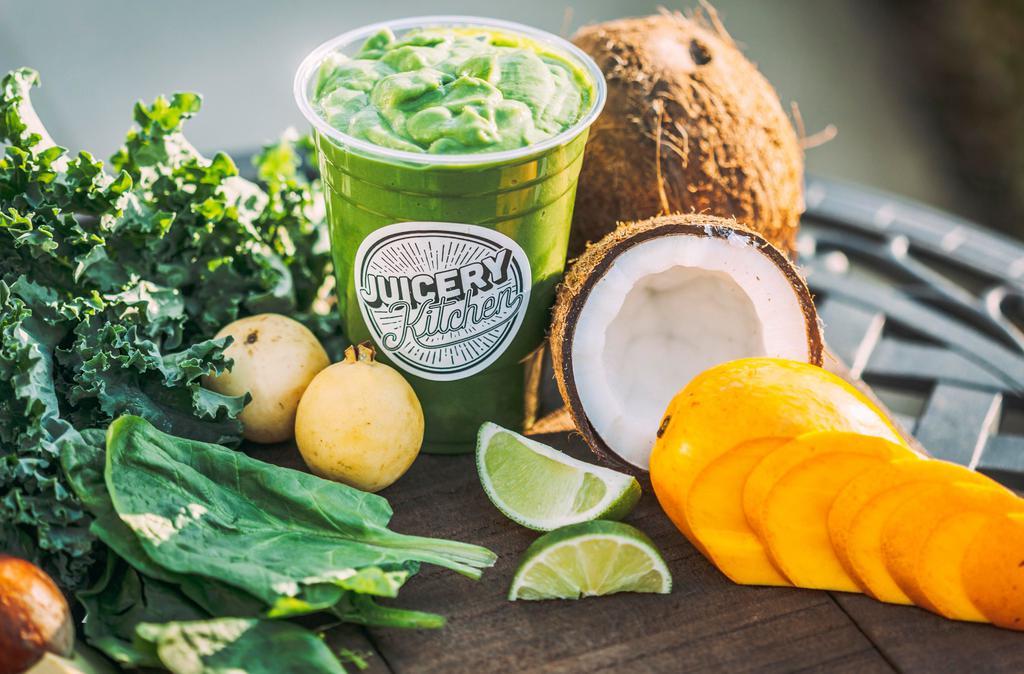 Guavacado Smoothie · Top seller. 16 ounce. Raw coconut water, avocado, guava, mango, spinach, kale and lime.