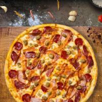 Meat Lover Pizza · Pepperoni, meatball, sausage, and cheese pizza baked in an oven