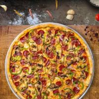 Supreme Pizza · Pizza sauce, mozzarella cheese, pepperoni, mushroom, green pepper, red onion, black olive, g...