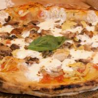 Vesuvio (Stuffed Pizza) · Inside: fresh ricotta, fresh mozzarella, salami. On Top: tomato sauce, Italian Ham, fresh mo...
