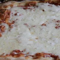 Pizza Margherita Half Tray · TOMATO SAUCE, FRESH MOZZARELLA, GRANA, BASIL,EXTRA VIRGINOLIVE OIL - ROMAN STYLE 11X15 INCH