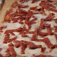 Gf Pizza Diavola Half Tray · PIZZA TOMATO SAUCE, FRESH MOZZARELLA, HOT SOPPRESSATA,  BASIL, VIRGIN OLIVE OIL - ROMAN STYL...