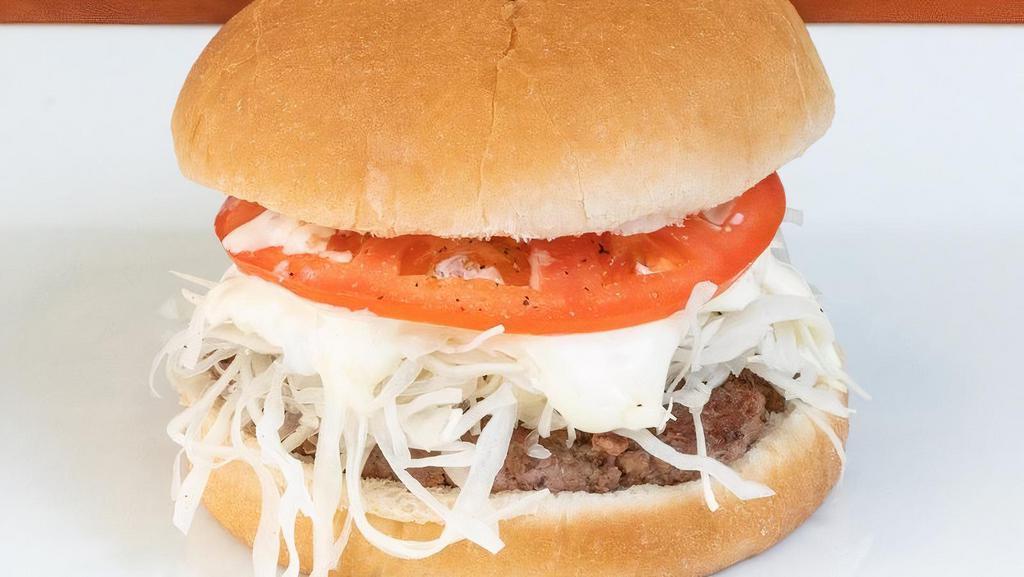 Ranger Special · Beef patty, shredded cabbage, tomatoes, diced onions, homemade special sauce and seasoning.