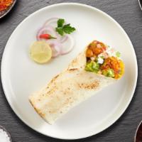 Cheesy Palak Burrito · Cheese cubes cooked with fresh spinach and Indian spices wrapped in a warm Naan.