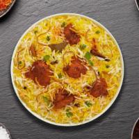 Chicken Biryani (With Egg) · Juicy chicken breasts cooked with Indian spices, eggs,  and basmati rice.