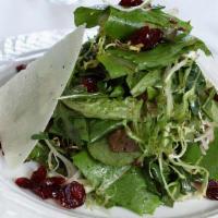 Mixed Greens Salad · With cranberries, tomato and shaved Parmesan.