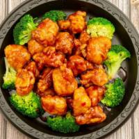 General Tso'S Chicken · Deep fried chicken with General Tso's sauce on bed of broccoli. Served with your choice of r...
