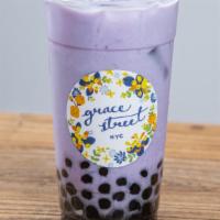 Taro Milk Tea · Made with real taro.