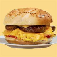  Bs03A. The Everything On Everything Sandwich · 2 eggs, beef bacon & sausage served on an everything bagel. Cheese, veggies & additional mea...